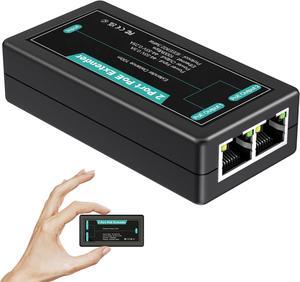 2-Port Gigabit PoE Extender, 1 in 2 Out Indoor PoE Repeater Support IEEE802.3af/at with 1000Mbps, Extend Additional 100m(328ft) of Power and Data Transmission, Plug & Play, Mini Size