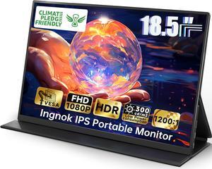 18.5 Inch Portable Monitor, 100% sRGB FHD Laptop Screen Extender USB C HDMI Portable Gaming Monitor w/Smart Cover & Speakers, External Monitor for Laptop Mac PC Xbox PS4/5 Switch