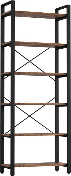 Bookshelf 6-Tier Ladder Shelf 110lbs/shelf Vintage Industrial Style Bookcase for Home Decor, Office Decor