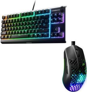 SteelSeries Gaming Keyboard Mouse Set - Apex 3 TKL RGB Gaming Keyboard, Tenkeyless Compact Form Factor, 8-Zone RGB Illumination, Whisper Quiet Gaming Switch w/ Aerox 3 Holey RGB Gaming Mouse 8500 DPI