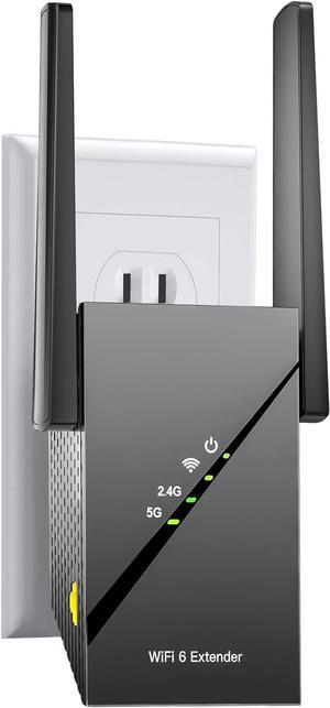 WiFi 6 Extender Signal Booster, 2.4Gb/s Dual Band Amplifier up to 12,000 sq. ft and 99+ Devices, Internet WiFi Repeater and Signal Amplifier with Ethernet Port, 1-Tap Setup (5GHz/2.4GHz)