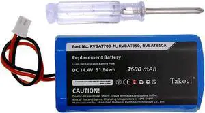 3600mAh Replacement Battery for Shark Ion Robot RVBAT850 Battery for RV1001AE/ RV700_N /RV720_N /RV725_N/ RV761/ RV850/RV850C /RV850WV/ RV851WV(Attention: 2-Prong Connector)