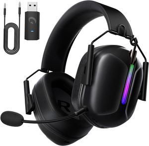 Wireless Gaming Headphones for PS5, 2.4GHz USB Gaming Headset with Microphone for PS4, PC, Nintendo Switch, Mac, Computer, Bluetooth 5.3 Gaming Headset, Ergonomic Design, 40H Battery (Black)