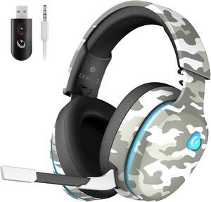 2.4GHz Wireless Gaming Headset for PS5, PC, PS4, Mac, Nintendo Switch, Bluetooth 5.2 Gaming Headphones with Microphone for Computer, Mobile, Stereo Sound, 3.5MM Wired Mode for Xbox Series(Camo)