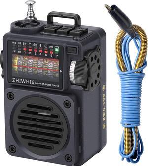 Shortwave Radio with Bluetooth, Portable Radio with Sleep Timer, Weather AM FM Shortwave Radios with Best Sound, Retro Analog Tuner with Preset, Rechargeable MP3 Player Support MicroSD Card