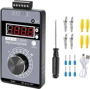 DC 0-10V 0/4-20mA Current Voltage Signal Generator, Built-in Battery Power Supply Interface Analog Simulator, Adjustable 4-Digit Display, for PLC, Panel Debugging, Device Testing