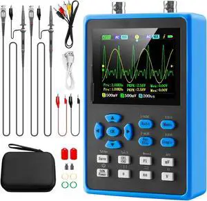 LCD Handheld Digital Oscilloscope Kit - 2 Channel 2.8"TFT Mini Automotive Oscilloscope Bandwidth 120Mhz Digital Oscilloscopes Portable 500MS/s Sampling Rate, Vertical Sensitivity 10mV/div~10V/div