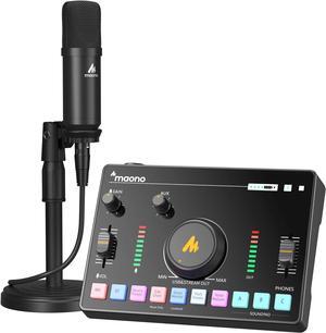 MAONO Streaming Audio Mixer, Audio Interface and XLR Condenser Microphone with Pro-preamp, Bluetooth, Built-in Battery, 48V Phantom Power for Live Streaming, Podcast Recording MaonoCaster AMC2A NEO