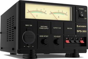 Universal Compact Bench Power Supply- 30 Amp Regulated Home Lab Benchtop AC-to-DC Converter 13.8 Volt/9-15Volt, Cooling Fan, Screw Type Terminals - Jesverty SPS-30II