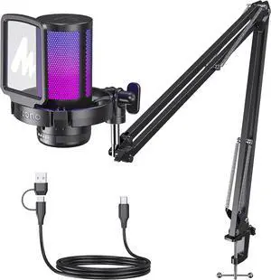 MAONO USB Gaming Microphone with Noise Cancellation, RGB Condenser Microphone for Streaming, Podcasts, Twitch, YouTube, Discord, PC, Computer, Mac, PS4, PS5, DGM20S Purple Black MAONO USB Gaming Microphone with Noise Cancellation, RGB Condenser Microphone for Streaming, Podcasts, Twitch, YouTube, Discord, PC, Computer, Mac, PS4, PS5, DGM20S Purple Black