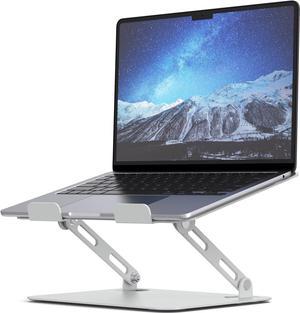 Laptop Stand for Desk with Stable Heavy Base, Adjustable Height Multi-Angle, Ergonomic Metal Riser Holder, Foldable Mount Elevator, Compatible with 10 to 15.6 Inches PC Computer, Silver