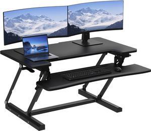 36 inch Standing Desk Converter,Height Adjustable stand up desk Lifter Riser-Stand Hydraulic Raisable Bandwidth Keyboard Tray For Home Office Dual Monitor And Laptop Desk Converter