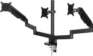 Triple Monitor Mount, Supports 13"-27" Screens, Gas Spring Monitor Arm for Flat/Curved Computer Screens, Holds up to 20 lbs per Arm, with C-Clamp/Grommet Mounting Base, VESA Mount 75/100 mm