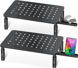 2 Pack Monitor Stand , 3 Height Adjustable Stand with Unique Star Mesh for Computer, Laptop, Printer, Notebook, iMac, Premium Metal Monitor Risers for 2 Monitors