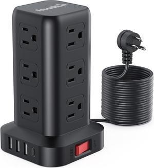 This power strip outlet is 8- SECURITY OVERLOAD PROTECTION. This surge protector is made of fireproof ABS plastic material and PVC. The power strip surge protector will automatically cut power to pro