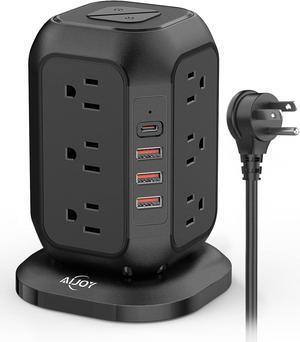 Power Strip with USB C Ports, Surge Protector with 12 AC Outlet and 4 USB Ports, 10 FT Extension Cord, USB Charging Station with Overload Protection, Living Room, Office, Dorm