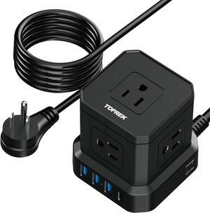 Power Strip with USB-C (3.0A), Power Strip Surge Protection (700J), 10 FT Extension Cord with 5 AC & 4 USB, Portable Travel Power Strip for Office, Dorm, Hotel, Compact Desk Charging Station