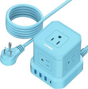 Power Strip with USB-C (3.0A), Power Strip Surge Protector (700J), Portable Travel Power Strip, 10 FT Extension Cord with 5 AC Outlets 4 USB, Desk Charging Station for Hotel, Dorm, Home Office