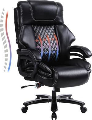 Big and Tall Office Chair 500lbs for Heavy People with Quiet Wheels High Back Leather Executive Office Chair with Adjustment Lumbar Support