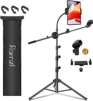 Mic Stand,6 In 1 Microphone Stand Floor Boom Mic Stand, Support Boom Gooseneck Mic Clips Tablet Phone Holder Any Combination With Mic Stand Bag