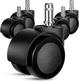 Office Chair Wheels Replacement, 5 Pcs 2 Inch Office Chair Casters Heavy Duty, Computer Desk Chair Wheel Safe Mute Rotating Rubber Wheels for Wood Floors and Carpet, Universal Size Fits 99%