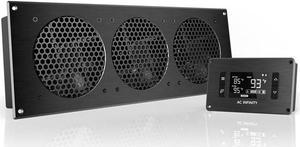 AC Infinity AIRPLATE T9, Quiet Cooling Fan System 18" with Thermostat Control, for Home Theater AV Cabinets