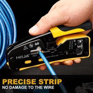 RJ45 Crimp Tool Kit Pass Through Ethernet Crimper Kit All-in-one Ratcheting Modular Data Cable Crimper Kit