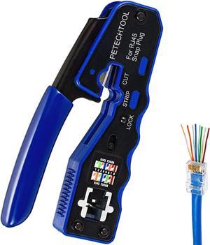 RJ45 Crimp Tool Pass Through Crimper Cutter for Cat6a Cat6 Cat5 Cat5e 8P8C Modular Connector Ethernet All-in-one Wire Tool
