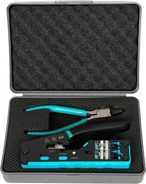 Rj45 pass Through Crimp Tool Kit, Cat6 Cat6A Cat5 Cat5e Ethernet Crimping Tool Kit with a 8P/6P Pass Through Ethernet Crimper, a Wire Cutter (Green)