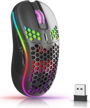 Wireless Gaming Mouse with Honeycomb Shell,USB Cordless 2.4GHz Ergonomic Wireless Mouse,Rechargeable RGB Backlight Computer Mouse for pc,Laptop,Computer(Black)