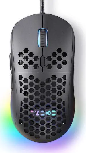 Falcon M1SE Ultralight Honeycomb Gaming Mouse, High-Precision 12800DPI Optical Sensor, 6 Programmable Buttons, Customizable RGB, Drag-Free Paracord, Ergonomic Wired Gaming Mouse - Matte Black