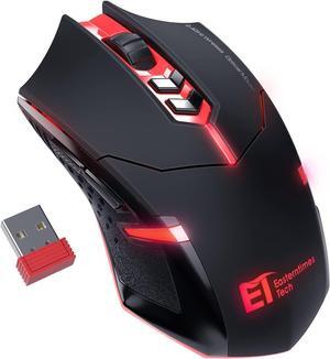 Wireless Gaming Mouse- USB Cordless PC Accessories Computer Mice with LED Backlit, Ergonomic Gamer Laptop Mouse with 7 Silent Buttons, 5 Adjustable DPI Plug & Play for PC Red
