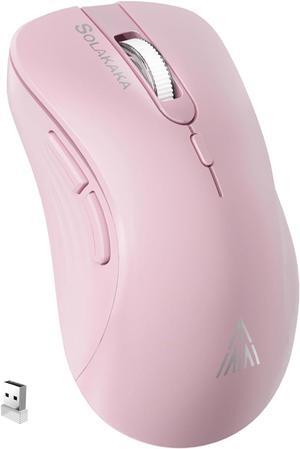 SM66 Black Silent Dual Mode Bluetooth/2.4GHz Wireless Mouse, Adjustable 4200 DPI,Rechargeable Wireless Computer Mouse for PC Mac Laptop, Desktop Pink