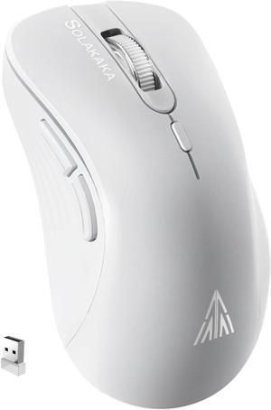 SM66 Black Silent Dual Mode Bluetooth/2.4GHz Wireless Mouse, Adjustable 4200 DPI,Rechargeable Wireless Computer Mouse for PC Mac Laptop, Desktop White