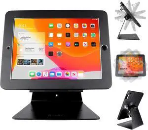 Desktop Anti-Theft Security Kiosk POS Stand Holder Enclosure for 10.2" 2021 iPad 9th Gen 2020 iPad 8th Gen 2019 iPad 7th Gen, Flip & 360° Swivel Design