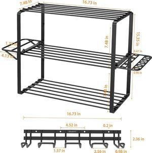 Power Tool Organizer, 4 Layers Heavy Duty Drill Holder Wall Mount,Metal Garage Tool Organization for Efficient Power Tool Storage,Separate Tool Rack Dad Gift for Father's Day