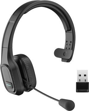Trucker Bluetooth Headset V5.0, Wireless Headset with Noise Canceling&Mute Microphone for Cell Phones, On Ear Bluetooth Headphone for Computer, Zoom Meetings, Skype, Home Office