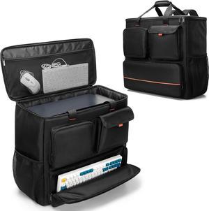 PC Desktop Carrying Case with Multiple Storage Pockets, PC Computer Tower Backpack Bag, Traveling Carrier for Keyboard, Cable, Mouse and Headphone, Bag Only