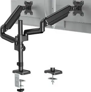 Dual Monitor Mount for 13 to 32" Computer Screen, Gas Spring Monitor Stands for 2 Monitors Hold up to 19.8lbs Each, Height Adjustable Dual Monitor Desk Mount, VESA Mount 75x75/100x100 mm