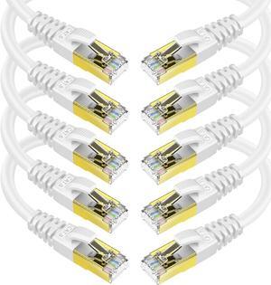 CAT8 Ethernet Cable Shielded SFTP Internet Network Patch Cord, Heavy Duty High Speed LAN Cables w Gold Plated RJ45 Connector Professional for Router, Modem, Gaming (3 Feet, 10 Pack White)