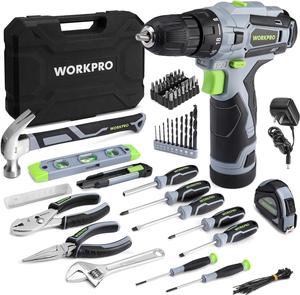 Home Tool Kit with Power Drill, 108PCS Power Home Tool Set with 12V 1.5 Ah Battery Powered Screwdriver and Tool Box, Electric Cordless Drill Set with Keyless Chuck and Variable Speed Trigger