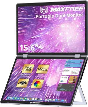 M2 Dual Portable Monitor - 15.6" 1080P FHD 340° Rotation - Laptop Screen Extender, Folding Stacked Monitor, USB-C HDMI Plug&Play w/Hub for Mac OS/Win OS
