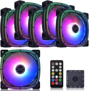 Rainbow LED RGB Fans with Controller for PC Case, CPU Cooler, Radiators System - 6pcs RGB Fans