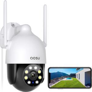 2K Security Cameras Outdoor/Home, 360°Pan-Tilt View Timed Cruise 2.4G WiFi Security Camera with Motion Tracking, Spotlight & Siren, 2-Way Audio, Full Color Night Vision, Waterproof