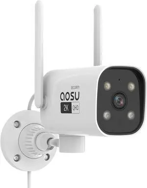 2K QHD Security Camera Outdoor with Color Night Vision, Wired Home Security Camera Supports 24/7 Recording, Auto Tracking, Voice Changer, 2 Way Audio, 2.4/5 GHz WiFi, Works with Alexa/Google