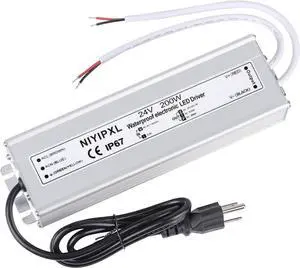 LED Driver 200 Watts 24V DC Low Voltage Transformer, Waterproof IP67 LED Power Supply, Adapter with 3-Prong Plug 3.3 Feet Cable for Any 24V DC led Lights, Computer Project, Outdoor Light