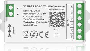 C05W RGBCCT PWM SMD FCOB (+ R G B C W) 6PIN LED Strip 2.4GHz WiFi Group Controller Alexa Google Home Control Match with WR01RF LM091 RC03RFB RC04RF RC05RF RGBCCT Remote
