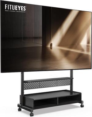 Rolling TV Stand - Portable Floor TV Stand Mount on Wheels for 70-100 Inch TV, Mobile TV Stand Cart with Wooden Drawer for Living Room, Bed Room, Holds Up to 176 Lbs