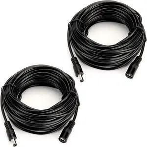 2PCS 33FT(10m) 12V DC Extension Cable,5.5mm x 2.1mm DC Power Adapter Extension Cord Black for printers/CCTV security camera/Routers H-M-028