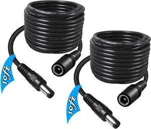 2-Pack 10FT DC Power Extension Cable,5.5mm x 2.1mm Extension Cord,12v Extension Cord for Security Camera CCTV IP,Router,LED Strip,5V 9V 24V 12 Volt Male to Female Plug Supply Adapter Power Cord